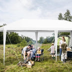 Tangkula 10x20 Ft Canopy Tent, Heavy Duty Party Tent with 4 Removable Sidewalls, Wind Ropes, Ground Stakes, Outdoor White Wedding Tents for Parties, Events, Backyard