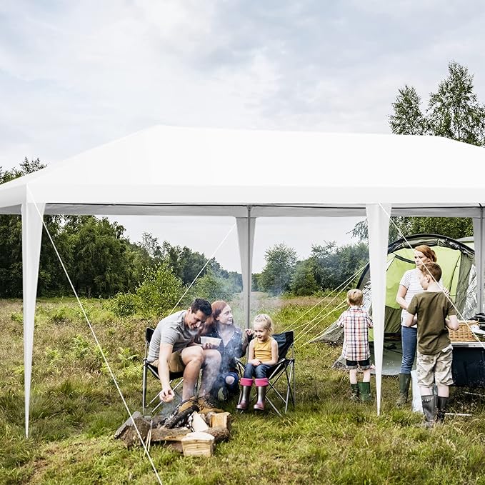Tangkula 10x20 Ft Canopy Tent, Heavy Duty Party Tent with 4 Removable Sidewalls, Wind Ropes, Ground Stakes, Outdoor White Wedding Tents for Parties, Events, Backyard