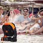 20000mAh Battery powered fan Camping Fan essentials Portable fan Battery OperatedRechargeable Outdoor Tent with Light & Hook Personal USB Desk for Camping,Orange