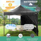 COBIZI 10x10 Pop Up Canopy Tent Heavy Duty with 4 Sidewalls, Commercial Easy Up Instant Canopy Outdoor for Events Party Wedding, All Weather Waterproof UV 50+ with Carry Bag (Leg Upgraded), Black