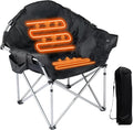 SunSettler Heated Camping Chair, Oversized Heated Outdoor Chairs for Adults with 3 Heat Levels, Portable Folding Padded Chair for Camp, Lawn, Sports (Battery NOT Included) (Black, Oversized)