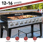 Royal Gourmet Event 8-Burner BBQ Propane Gas Grill with Cover, Picnic or Camping Outdoor