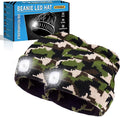 Beanie Hats with Light, USB Rechargeable LED Hand Free Headlamp, Birthday Gifts for Men, Women, and Teens, Ideal for Camping, Hiking, 2 Pack, Camouflage