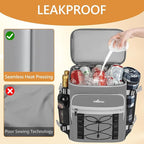 Cooler Backpack, 40 Cans Insulated Lunch Backpack Picnic Backpack for Men&Women, Durable Cooler Bag with 2 Leak Proof Compartments for Picnic, BBQ Camping, Lunch, Beach, Hiking, Gray