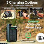 Greeshow Electric Portable Water Filter with Reusable 0.01 Micron Filter for Camping, Hiking, Survival with 3000mAh Portable Power Bank, Suport USB/Solar/Hand Crank Charing (Set of 2 Filters)