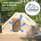 Inflatable Tent for Camping,4/6 Person Blow Up Air Glamping Room Tent House with Stove