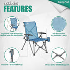 SUNNYFEEL Folding Camping Chair Heavy Duty Ergonomic Chairs Support 500lbs with Adjustable Breathable High Back Support and Cup Holder, Aluminum Frame for Fishing, Camp, Beach, Lawn, RV, Patio