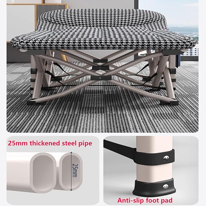 Office Lunch Break Folding Bed, Camping Cots for Adults with Thick Mattress Folding Single Person Nap Bed Rollaway Beds for Home Office Lunch Break, Camping, Pool and Beach(180 * 68 * 40cm)