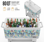 VINGLI 80 Quart Rolling Ice Chest, Portable Patio Party Bar Drink Cooler Cart, with Shelf, Beverage Pool with Bottle Opener