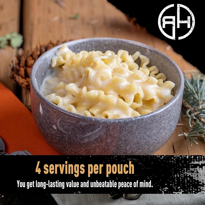 Ready Hour Creamy Alfredo Pasta Case Pack – 24 Servings (6 Pouches) – Freeze-Dried Pasta, Emergency Pasta Meal, Long-Term Food Storage, Prepper Pantry, Shelf-Stable Pasta Meal