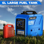 2450-Watt Dual Fuel Inverter Generator for Home Use, 1.6Gallon Large Fuel Tank Up to 8.3 Hours Use, 120V Gas Powered Generator Super Quiet - EPA Compliant