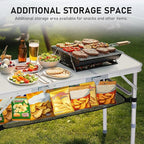 VINGLI Small Folding Table Portable 3FT Aluminum Foldable Camping Table for Picnic Card Table with 3 Adjustable Height & Carry Handle for Outdoor Indoor Hiking Camp BBQ Beach-White