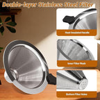 Coffee Pour Over 33.8oz 1000ml High Borosilicate Glass Pour Over Coffee Maker Set Camping with Reusable 304 Stainless Steel Filter Hand Brew Carafe Drip Suitable for Electric Ceramic Stove
