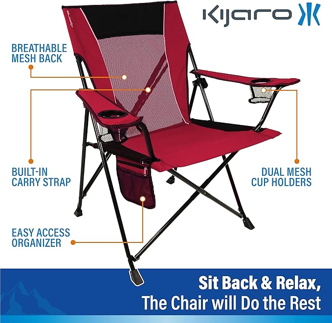 Kijaro Dual Lock Bundle Camping Chair, Ripstop PolyesterRed Rock Canyon Fabric