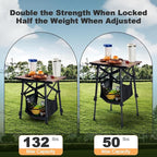 Odoland Folding Camping Table, Adjustable Height Small Portable Picnic Table with Storage Bag for Outdoor Camp, Cooking, Beach, Travelling, Backyards, Fishing