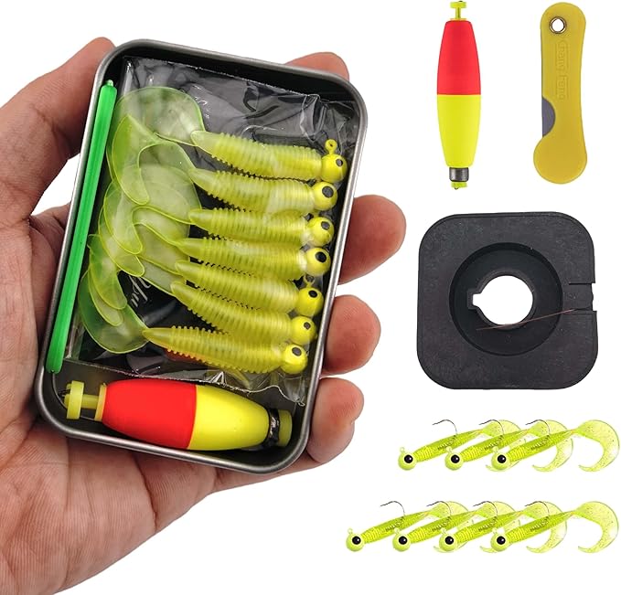 Mini Survival Fishing Kit–Compact Emergency Gear for Camping,Hiking,Bushcraft,Backpacking Small Tackle Box with Hooks,Line,Tools