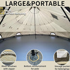DANCHEL OUTDOOR B2 Portable Yurt with Stove Jack for Winter Camping, 4 Season Bell Tent Large Hot Tent 4/6 Person Family Camping Glamping Party 300D Oxford Khaki, 13ft/16.4ft