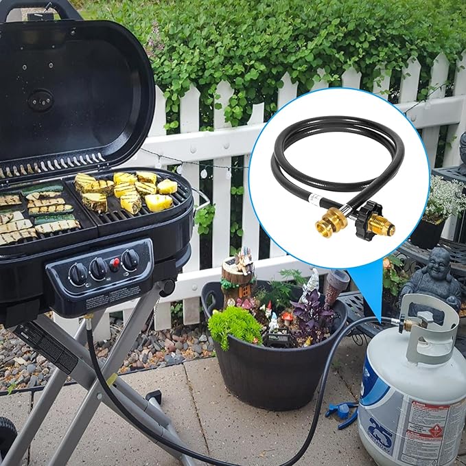 RoadTrip Grill Accessories Cast Iron Griddle for Coleman RoadTrip 285 grill with Bag and 4FT Propane Hose Adapter, Grill Replacement Parts for Coleman Camping Stove
