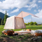 ABORON 2/6/8/10/12 Person Inflatable Camping Tent, Easy Setup Blow Up Tent with Hand Pump, PU3000mm Waterproof & Breathable 4 Season Glamping Tent for Outdoor Camping