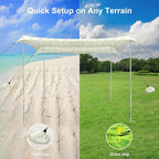Beach Tent, Beach Canopy Sun Shade UPF 50+, Portable 10×10 FT Camping Sun Shelter with Sandbags, Poles, Ground Pegs and Anti-Wind Rope for Outdoor, Backyard, Picnics, Fishing