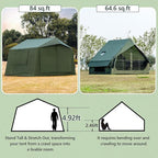 Inflatable Camping Tent with Hand Pump Waterproof Outdoor Blow up Tent 2-8 Person Oxford 4 Season Glamping Air Tent Cabin House with Mesh Windows & Door