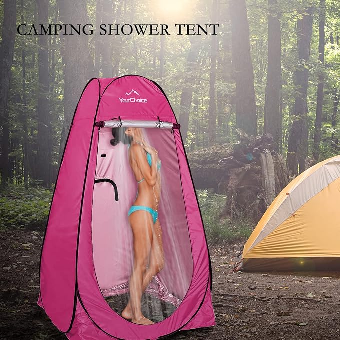 Your Choice Pop Up Privacy Shower Tent, 3.9 x 3.9 x 6.2FT Portable Camping Changing Room, Instant Setup Outdoor Shelter with Silver Coating, Vent Window & Carry Bag for Beach, Hiking & RV | Portable, for Camping, Beach, Hiking, with Carry Bag, Quick Setup