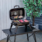 Outsunny 14" Portable Charcoal Grill, Tabletop Outdoor Small Grill with Heat Preservation Net, Venting System, Foldable Legs, Travel Size BBQ Perfect for Camping, Backyard, Tailgates, Black