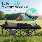 Suteck Camping Cot, 32In XXL Folding Camping Cot Heavy Duty Sleeping Bed for Adults 1200D Double Layer Oxford Cots for Camping W/Pilllow Mattress Carry Bag for Home Office Nap Beach Travel, 900LBS