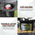 2 Pack Folding Camping Chairs for Adults - High Back Padded Outdoor Lawn Chairs with Lumbar Support & Cup Holder, 400lbs Heavy Duty Portable Camping Chairs Set (Black & Light Gray)