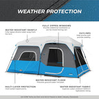 CORE Instant Cabin Tents with LED Lights | 6 Person / 9 Person / 12 Person Family Multi Room Lighted Pop Up Tents for Camping | Included Storage Pockets for Camping Accessories