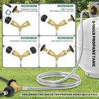 12FT Propane Hose with Propane Splitter 2 Way POL Tank Connector, Propane Y Splitter Adapter with Shut Off Valve, 2-Way LP Gas Adapter Tee Connector for 100lb Propane Tank,Heater,Camping Stove,Burner