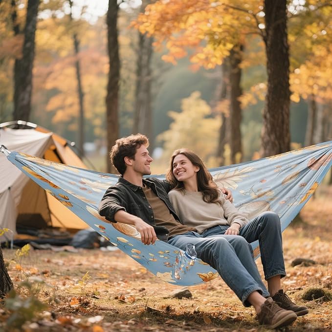 Blue Background Squirrel Camping Hammock Single Portable Hammocks 330 lbs Capacity with 2 Tree Straps and Attached Carry Bag,Perfect for Outdoor,Indoor,Beach,Camping,Travel