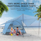 Elegear Beach Tent with Canopy, 1-Second Setup Pop Up Sun Shelter Shade, UPF 50+ UV Protection Silver-Coated Lightweight Portable Beach Cabana