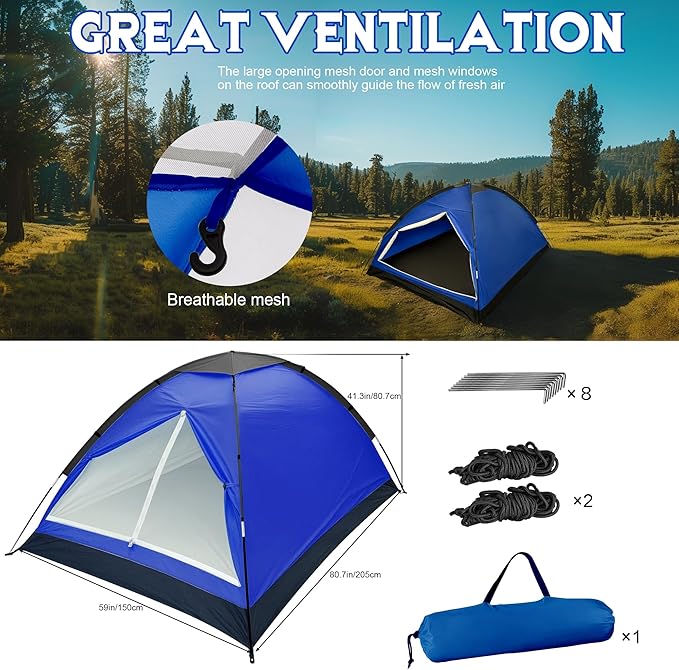 1-Person Dome Tent for Camping Waterproof Lightweight Portable Backpacking Orange/Blue/Army Green/Green