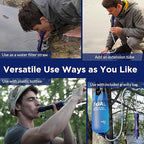 Membrane Solutions Gravity Water Filter 1 Gallon, NSF/ANSI 42&372&401 Certified, 0.1μm Versatile Water Purifier Camping with Adjustable Tree Strap Storage Bag, Survival Gear for Emergency Preparedness