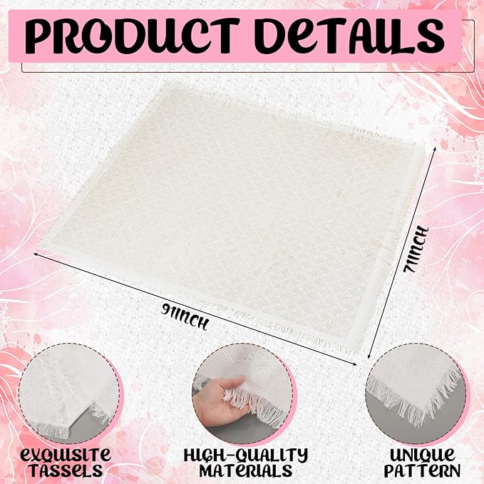 91 x 71 Extra Large Outdoor Boho Picnic Blanket with Pastel Table Runner, 6 Throw Pillow Covers 6 Napkins Woven Cotton Yarn Oversize Beach Blanket Washable Picnic Camp Wedding