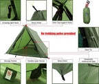 2-Person Trekking Pole Tent for Backpacking - Ultralight A-Frame Backpacking Tent, Two Person Waterproof Hiking Tent for Camping, Lightweight Camping Tent for Scouts, Trekker (No Poles)