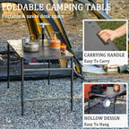 SoloWilder Foldable Camping Table with Gas Struts 3'5" Outdoor Portable Table 19" - 24" Height Adjustable Carbon Steel Lightweight Camping Table 12lb