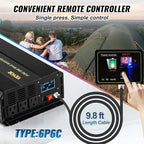 VEVOR 2500W Pure Sine Wave Inverter, 12V DC to 120V AC Car Inverter, 3 AC Outlets, USB Port, LCD Display, Remote Controller, Black, for RV Truck Car Solar System Travel Camping