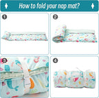 Bunnikins & Clover Toddler Nap Mat with Removable Pillow, Nap Mats for Preschool, Easy Clean Toddler Nap Pad for Kindergarten, Kids Sleeping Bag for Travel Camping