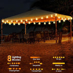 2 Pack LED Canopy Lights, 40ft 80LED Battery Powered Canopy Tent Lights Outdoor with 8 Modes, Warm White Canopy String Light for 10' x 10' Pop up Canopy Tent
