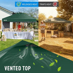 CROWN SHADES 12x12 Pop Up Canopy Tent Instant Commercial with 150D Silver Coated Fabric Including 1 Removable Sidewall, 4 Ropes, 8 Stakes, Weight Bags, STO 'N Go Bag, Forest Green