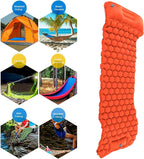 Camping Sleeping Pad Mat, Foot Press Inflatable Cushion Mattress, Sturdy 40D Nylon Fabric, TPU Laminate, for Tent Hiking Travel, Lightweight Compact, Easy to Store (Orange)