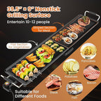 COSTWAY 39.5” Electric Griddle, Extra Large Teppanyaki Grill with 2 Nonstick Surfaces, Adjustable Temperature, Insulated Handles & Drip Tray, Indoor Outdoor BBQ Grill for Party, Camping & RV (39.5'')