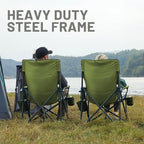 Timber Ridge 500lbs Oversized Folding Camping Chair, Heavy Duty Lawn Chair for Adults, Portable Collapsible High Back Chair with Cup Holder, Side Pocket Cooler Bag, for Outdoor, Sports, Green
