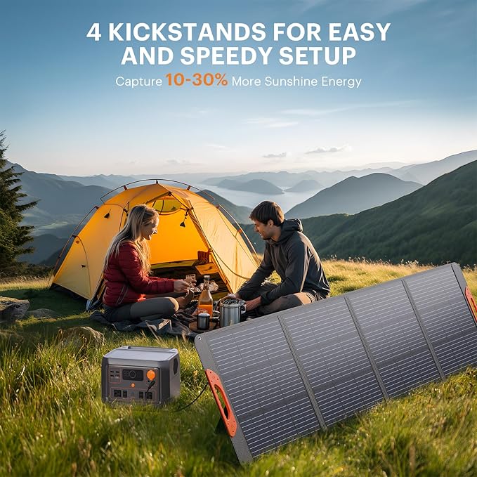 200W Portable Solar Panel for Power Station,23.5% Efficiency Mono Foldable Solar Charger with 4 Kickstands for Jackery 1000 V2/Bluetti/EcoFlow/Anker,IP67 Waterproof for Camping RV Power Backup