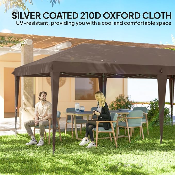Outsunny 10' x 20' Pop Up Canopy Tent with 4 Sidewalls, Heavy Duty Tents for Parties, Outdoor Instant Gazebo with Carrying Bag for Garden, Patio, Coffee