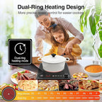 1800W Portable Electric Cooktop – Features touch & knob controls with 10 heat levels, child lock, and timer. 110V for home, camping, and apartments.