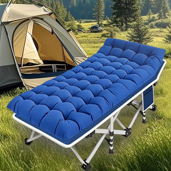 2 Pack Camping Cot for Adults Sleeping Cot with Mattress Comfortable Cots for Sleeping Camping Bed Double Layer Oxford Easy to Set Up Heavy Duty Folding Cot with Carry Bag for Home Outdoor Travel