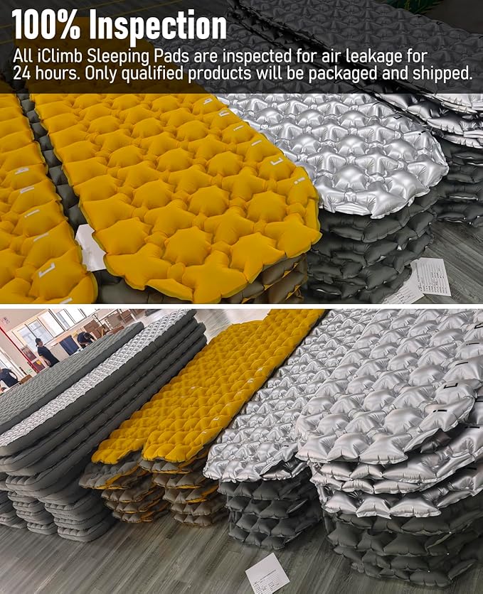iClimb 1 Air Sleeping Pad and 1 Solo Mini Folding Table, Ultralight Compact for Adults Outdoor Camping Backpacking Hiking
